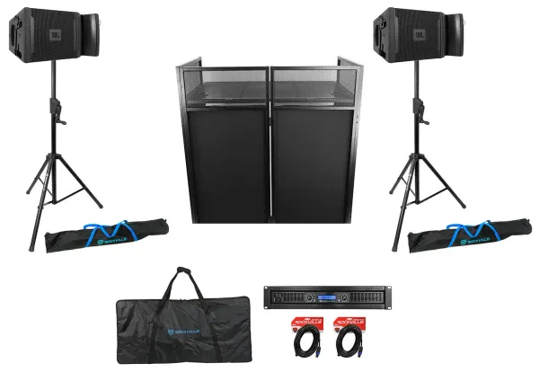 JBL DJ Package w/(2) VRX928LA 8" 400 Watt Array Speakers+Stands+Amplifier+Facade
