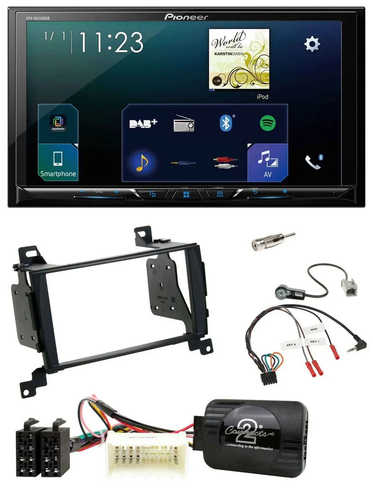 Pioneer Lenkrad Bluetooth USB 2DIN DAB Autoradio für Hyundai Santa Fe 07-12