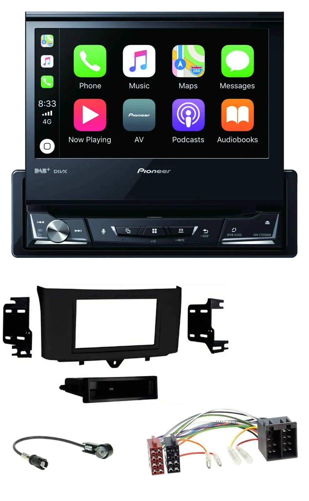 Pioneer DVD Bluetooth DAB USB MP3 Autoradio für Smart ForTwo (2010-2015)