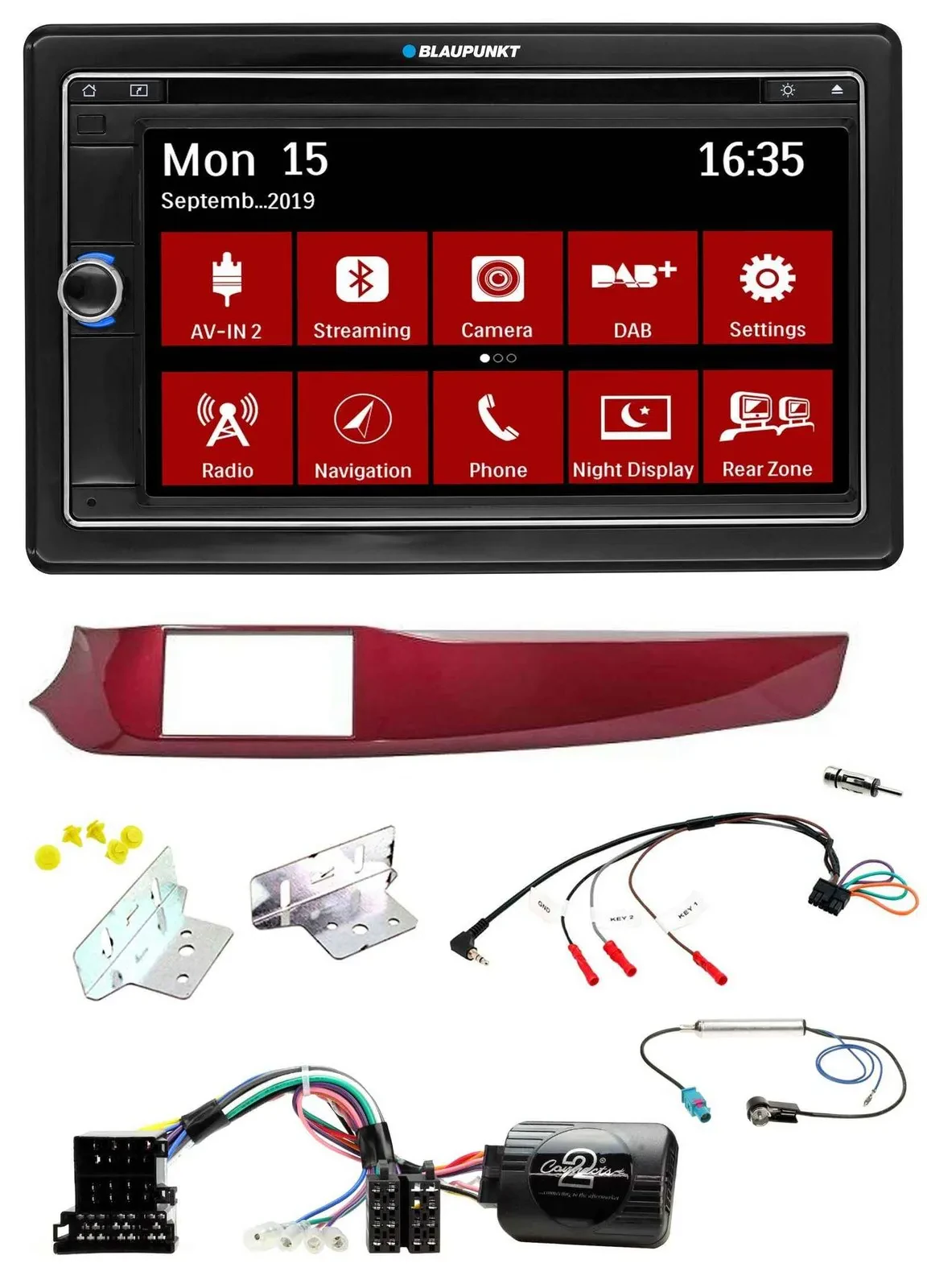 Blaupunkt Lenkrad DAB TMC 2DIN USB Bluetooth Navigation für Alfa Giulietta rot 9