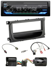JVC Bluetooth DAB USB Lenkrad Autoradio für Ford Mondeo S-Max 07-14 schwarz Abla