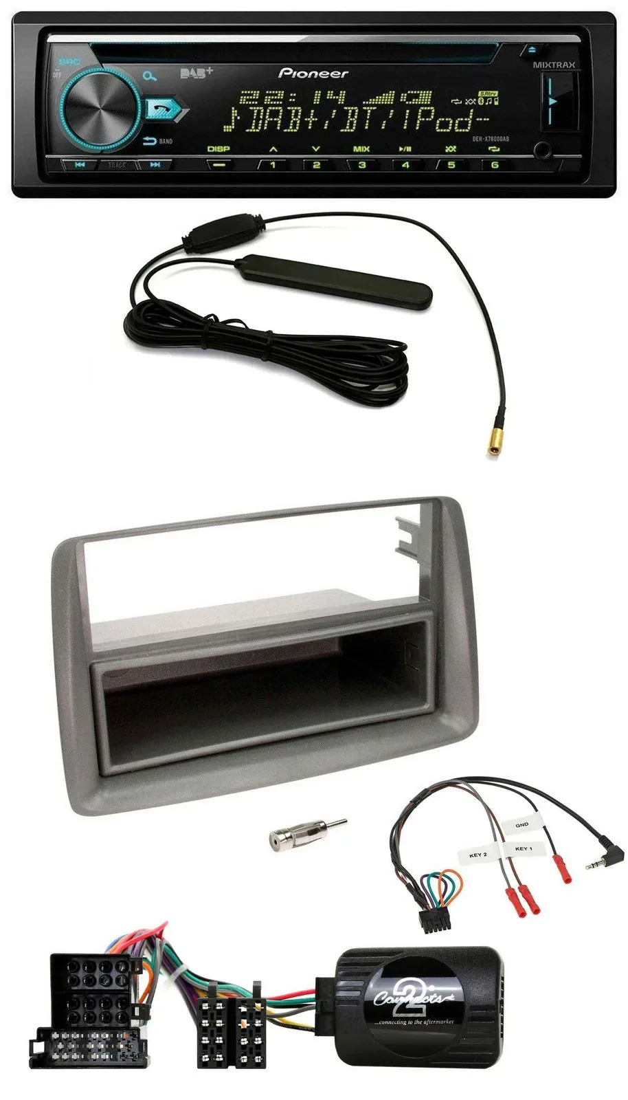 Автомагнитола для Fiat Panda (2004–2010) Pioneer CD/MP3, DAB, USB, серый