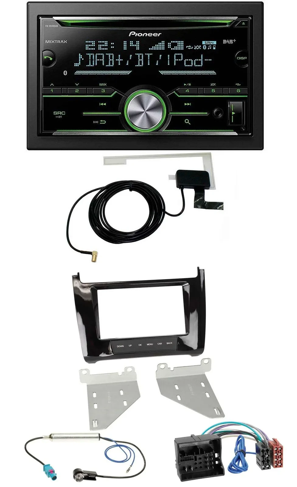 Pioneer CD USB MP3 Bluetooth 2DIN DAB Autoradio für VW Polo ab 14 piano-schwarz