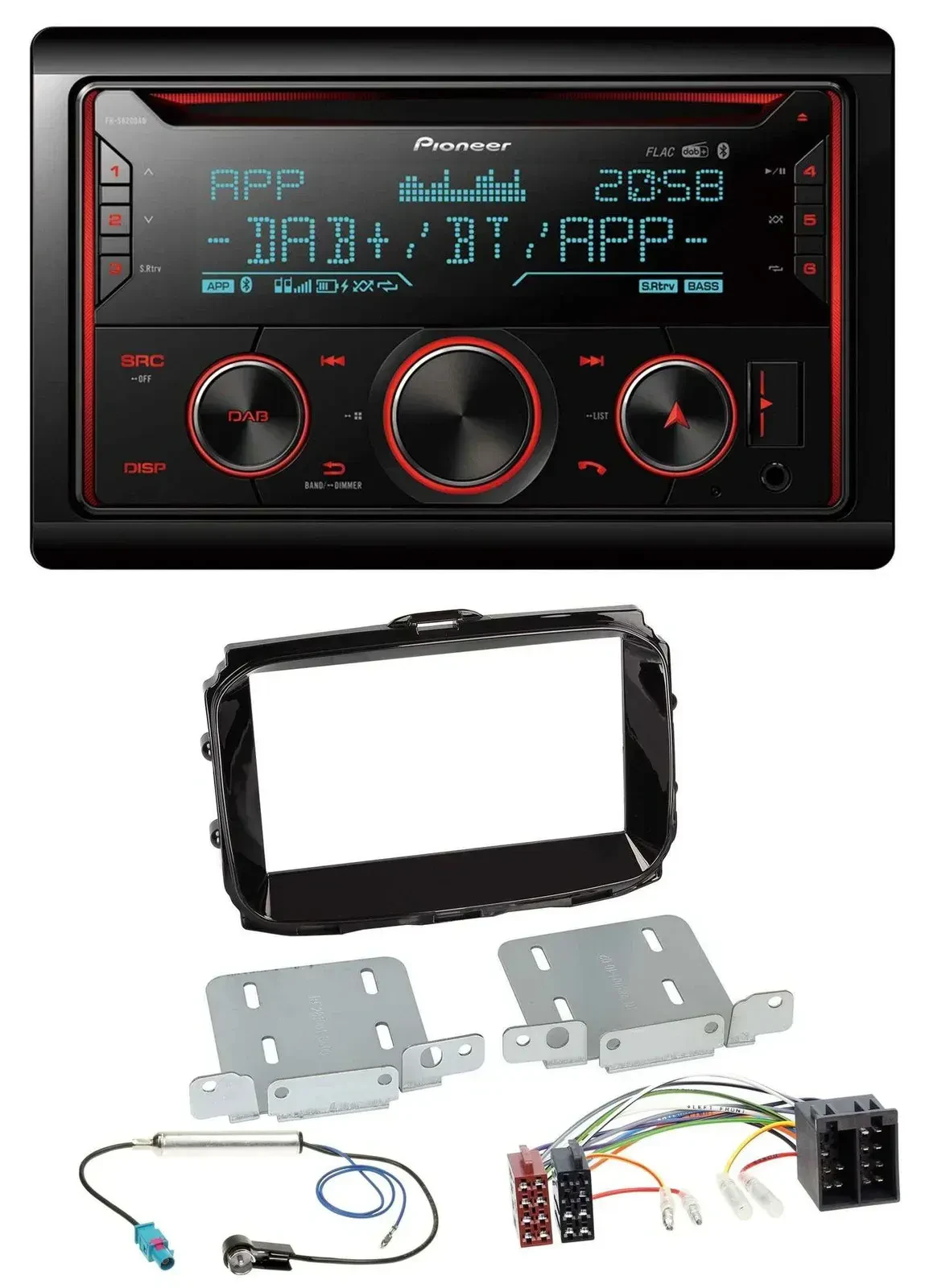 Автомагнитола Pioneer 2DIN, DAB, Bluetooth, USB, CD, для Alfa Romeo (ISO, с 2013), черный глянец