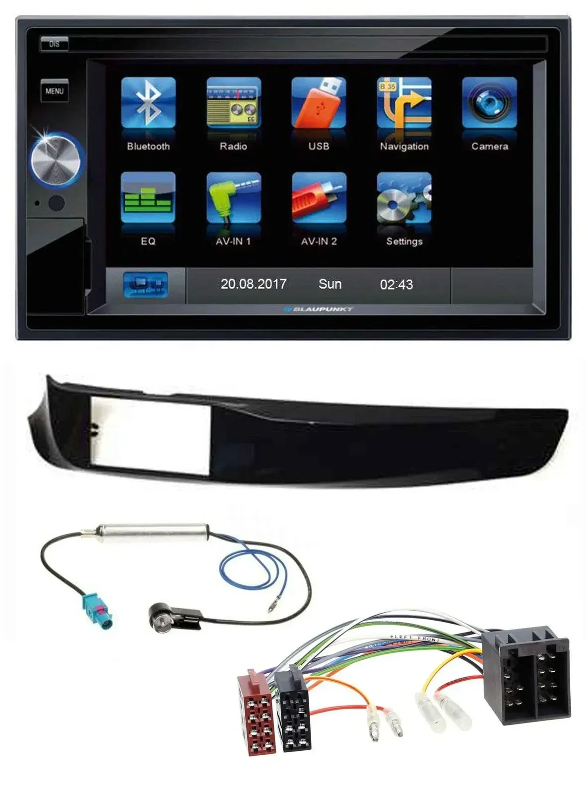 Blaupunkt SD Bluetooth 2DIN MP3 USB AUX Autoradio für Alfa Giulietta schwarz glä