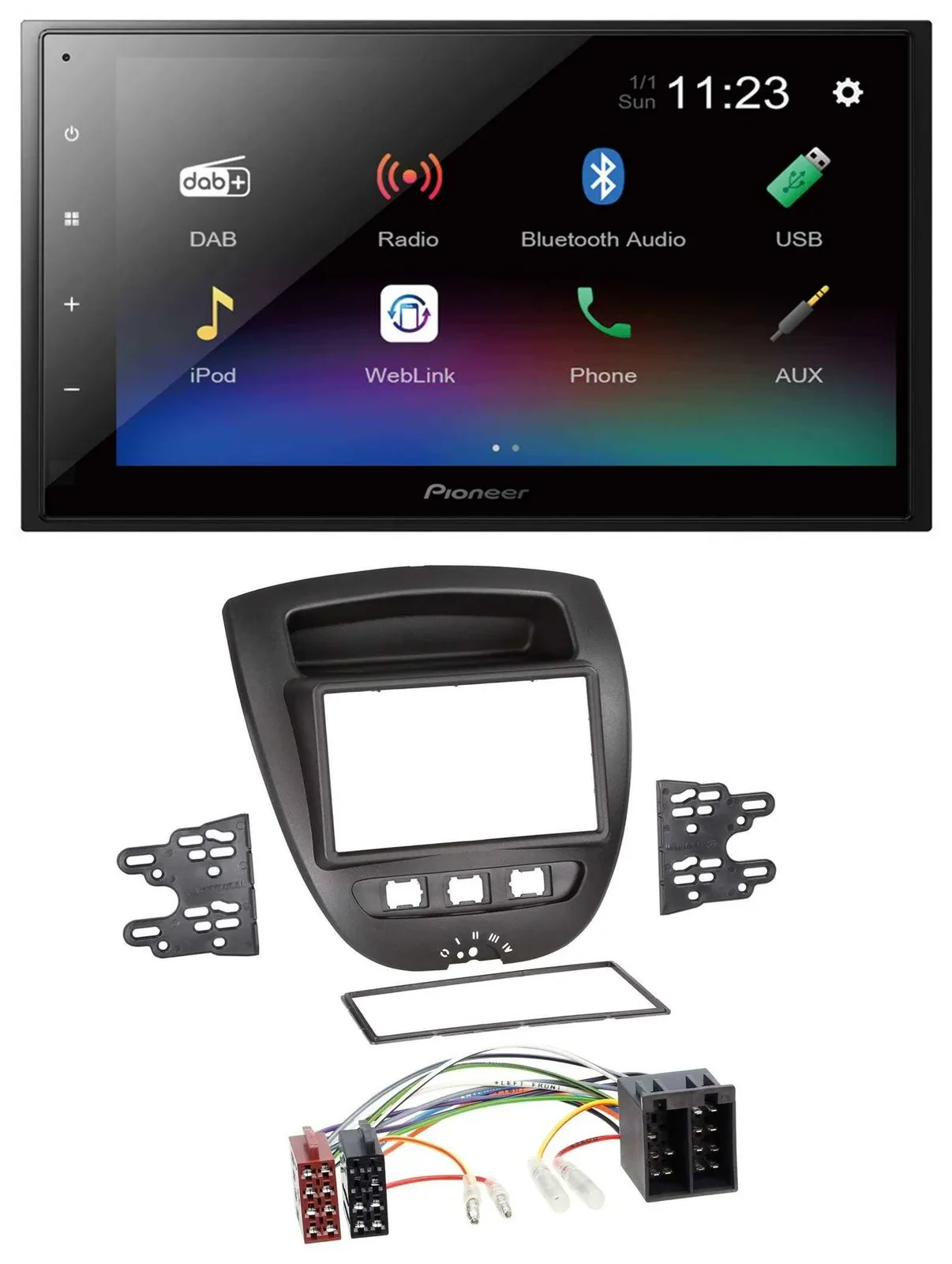 Pioneer USB Bluetooth DAB 2DIN MP3 Autoradio für Citroen C1 Toyota Aygo Peugeot
