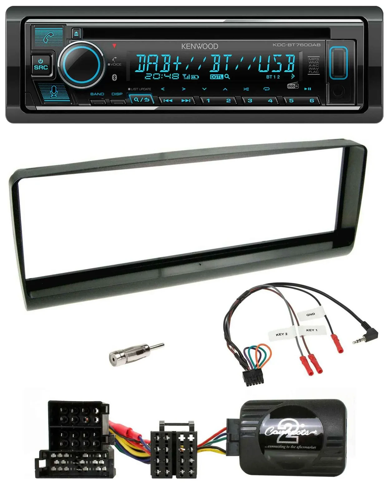 Kenwood Lenkrad Bluetooth DAB USB CD Autoradio für Alfa Romeo 156 00-01 schwarz