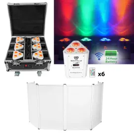 Rockville DJ Event Facade 6-Panel Booth+Bag+Scrim+6) Wireless DMX Battery Lights