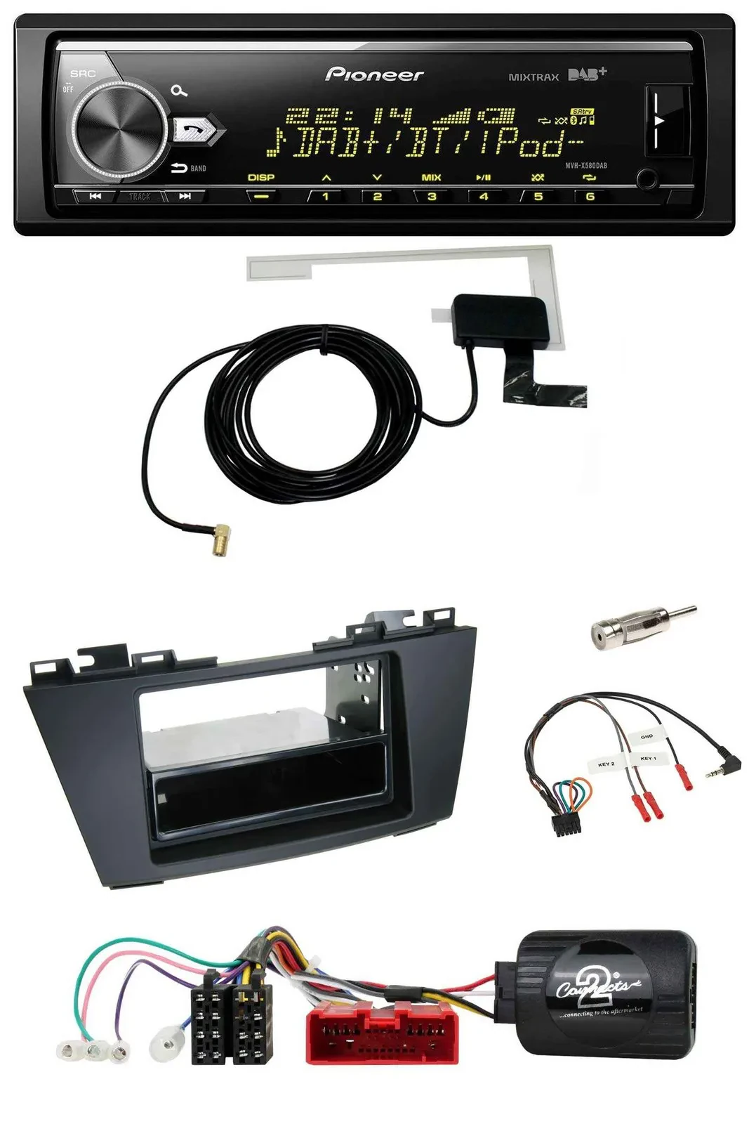 Pioneer Bluetooth DAB USB Lenkrad Autoradio für Mazda 5 (2010-2015)