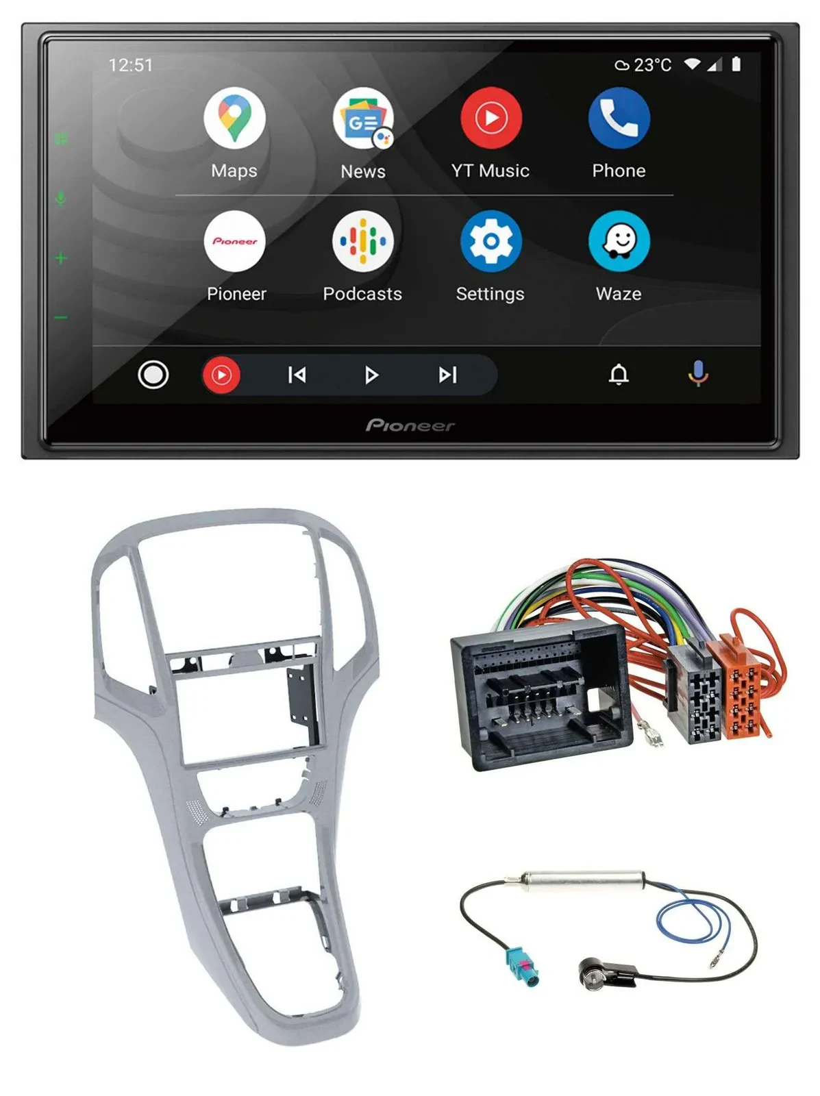 Автомагнитола Pioneer 2-DIN DAB USB Bluetooth MP3 для Opel Astra J (с 2009), платиново-серебристая