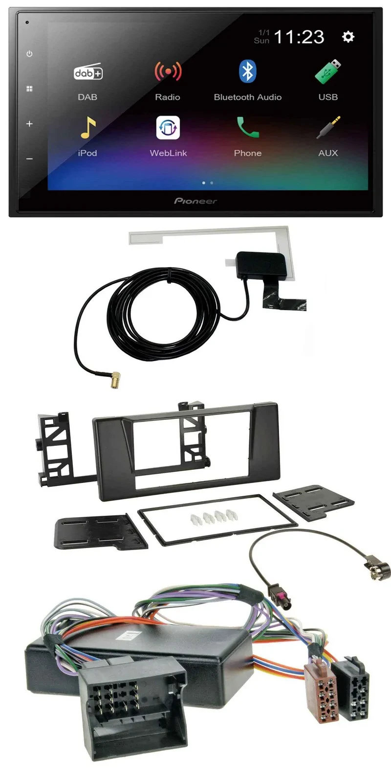 Pioneer DAB MP3 Bluetooth 2DIN USB Autoradio für BMW 5er E39 X5 E53 Aktivsystem
