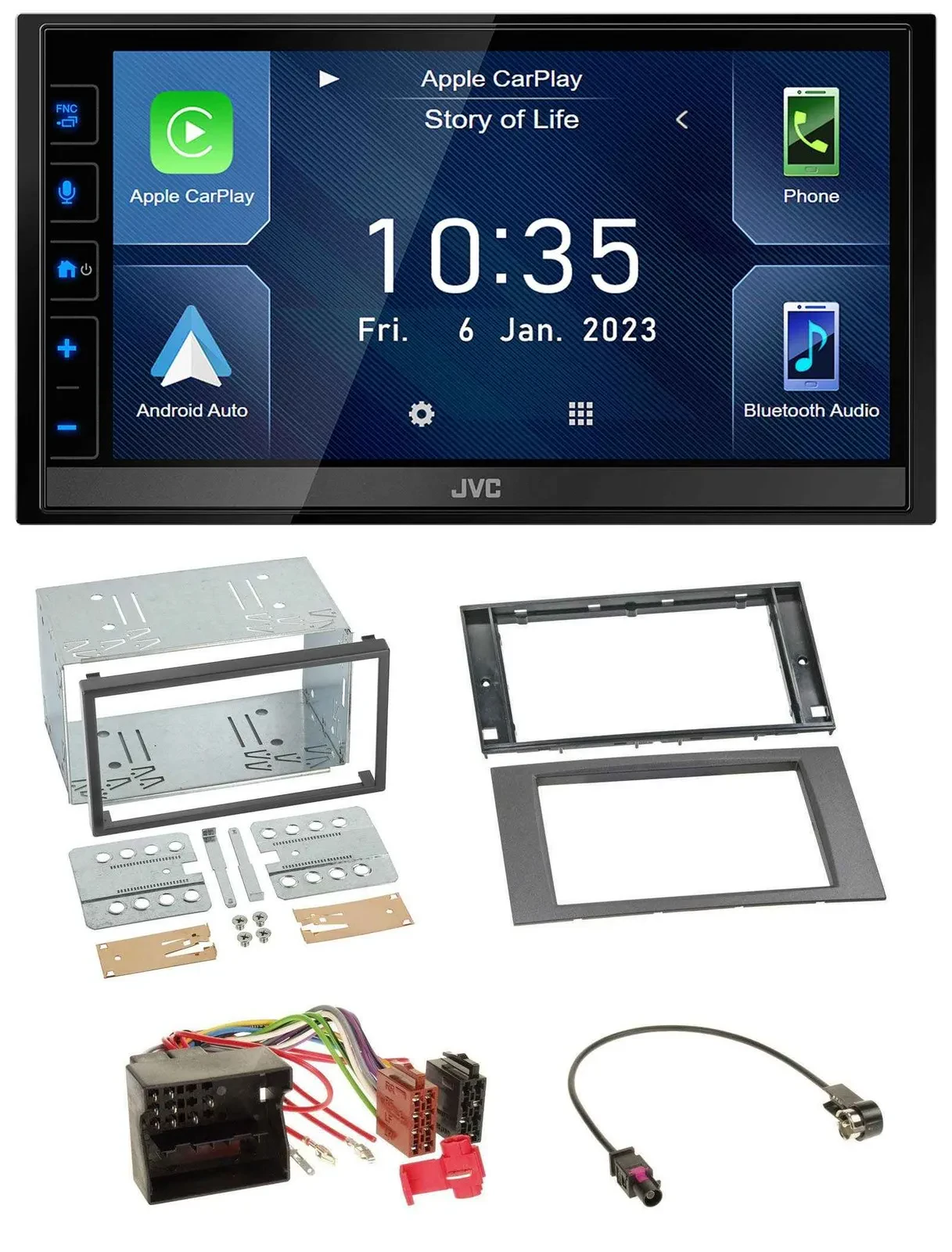 JVC DAB Bluetooth MP3 USB 2DIN Autoradio für Ford Fiesta Focus 04-08 anthrazit