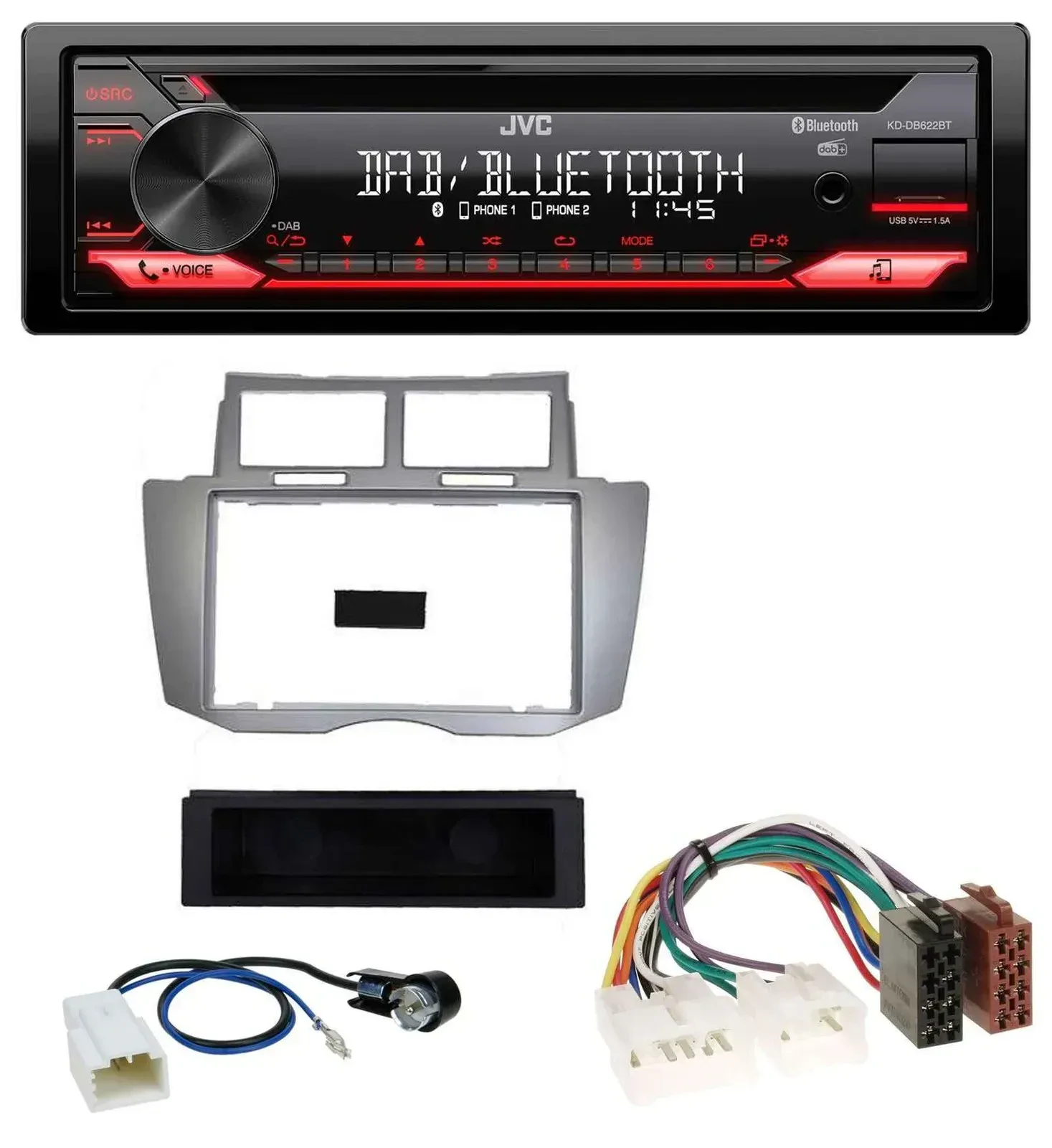 Автомагнитола для Toyota Yaris (2007–2011) JVC CD DAB USB Bluetooth MP3