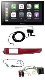Автомагнитола Pioneer 2 DIN, Bluetooth, DAB, USB, MP3, для Alfa Romeo Giulietta (2010–2013), красный глянец