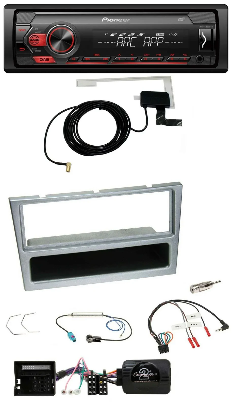 Автомагнитола Pioneer 1DIN USB DAB MP3 для Opel Corsa C/Tigra/Meriva серебристая