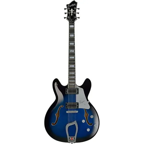 Электрогитара полуакустическая Hagstrom Super Viking Flame Maple Dark Baltic Sea