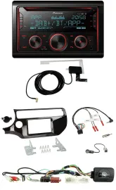 Автомагнитола Pioneer 2-DIN, DAB, USB, CD, Bluetooth для Kia Rio UB (с 2015), черный глянец