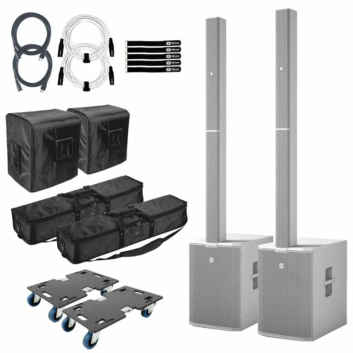 Акустическая система для PA LD Systems MAUI44 G2 белая (набор, пара) с кастерными платформами и сумками