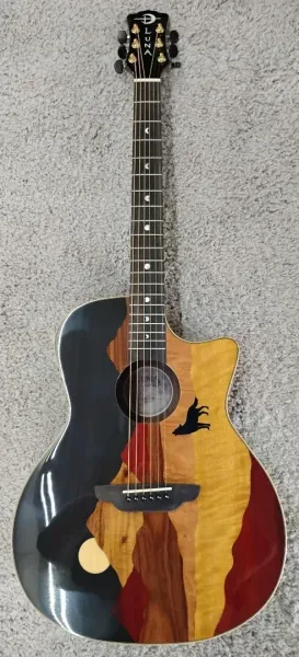 Luna Guitars Vista Wolf Koa Body Acoustic Electric Guitar with hardshell Case