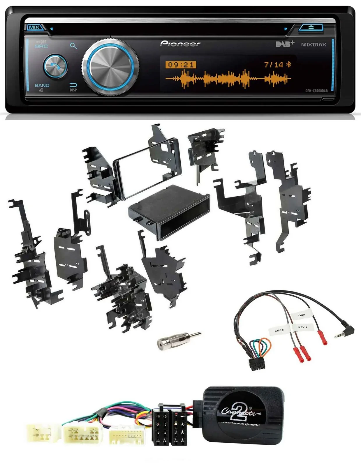 Автомагнитола для Toyota FJ (с 2007) Pioneer DAB/USB/CD/Bluetooth, поддержка управления на руле