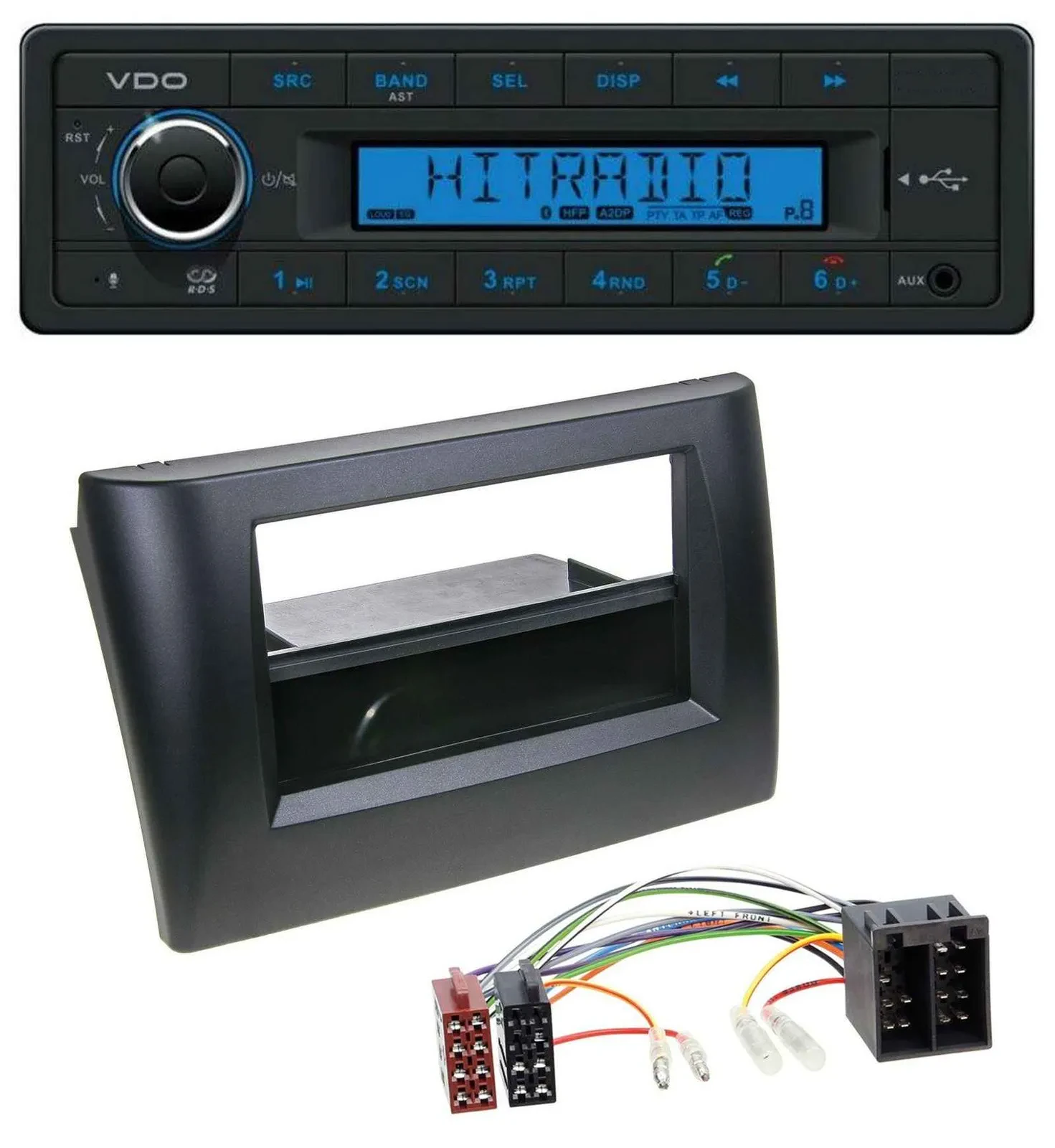 VDO AUX Bluetooth USB MP3 Autoradio für Fiat Stilo 192 01-08 Ablagefach
