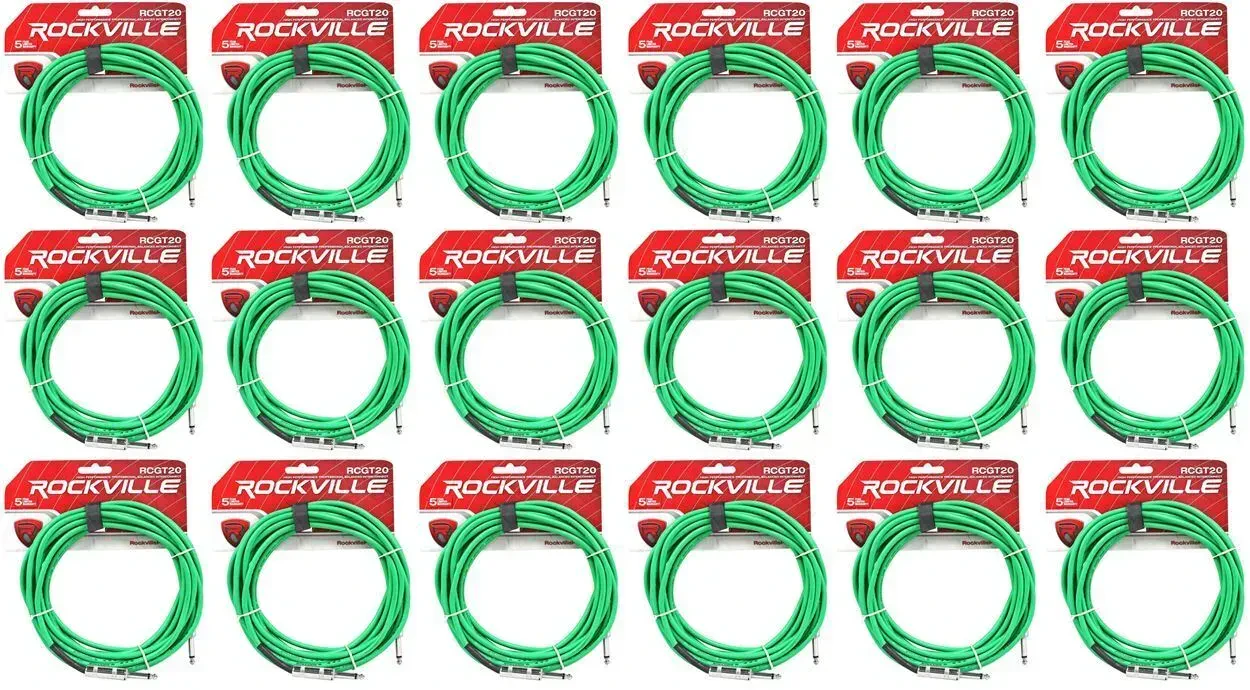 Инструментальный кабель Rockville RCGT20G Green 6.1 м (18 штук)