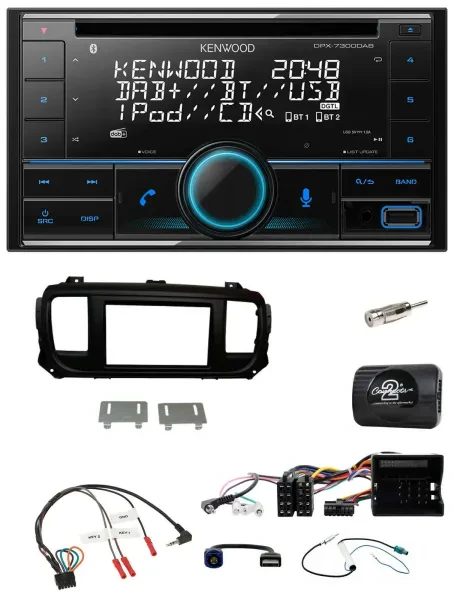 Kenwood CD 2DIN DAB USB Lenkrad Bluetooth Autoradio für Citroen Jumpy Erstausst.