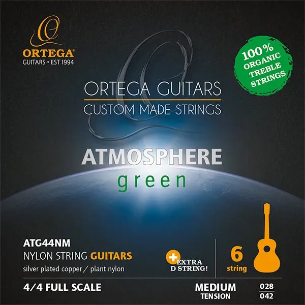 Струны для классической гитары Ortega ATG44NM Atmosphere Green 28-42