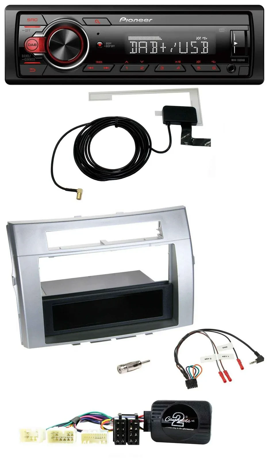 Автомагнитола Pioneer 1DIN MP3 DAB USB для Toyota Corolla Verso 2004–2007, с поддержкой кнопок на руле