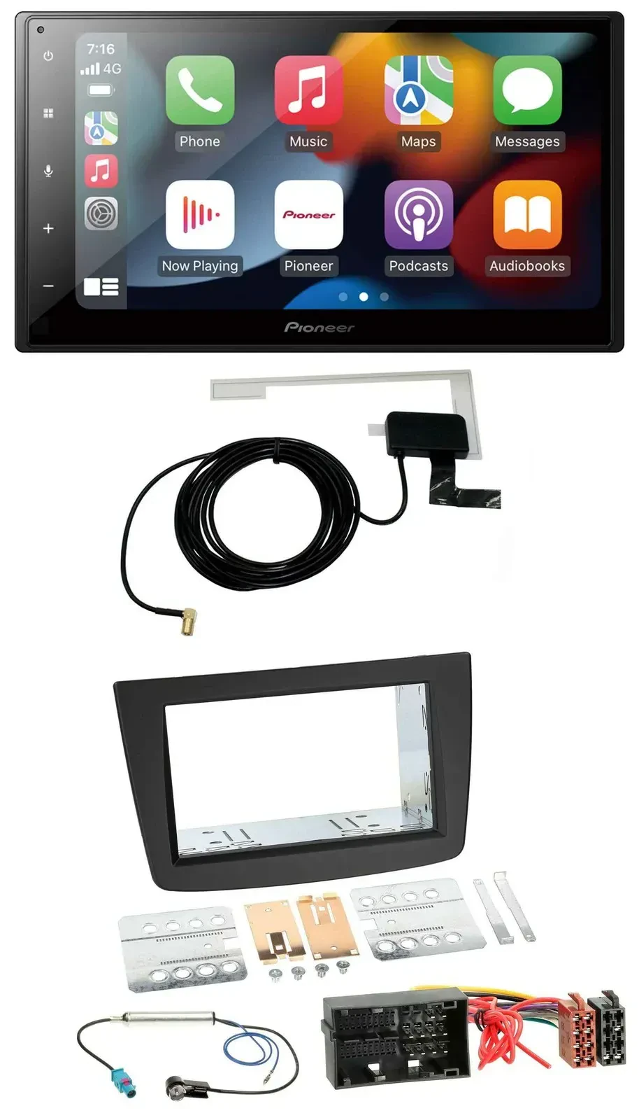 Автомагнитола Pioneer 2-DIN, MP3, USB, Bluetooth, DAB, для Alfa Romeo Mito (955) с 2014, черная