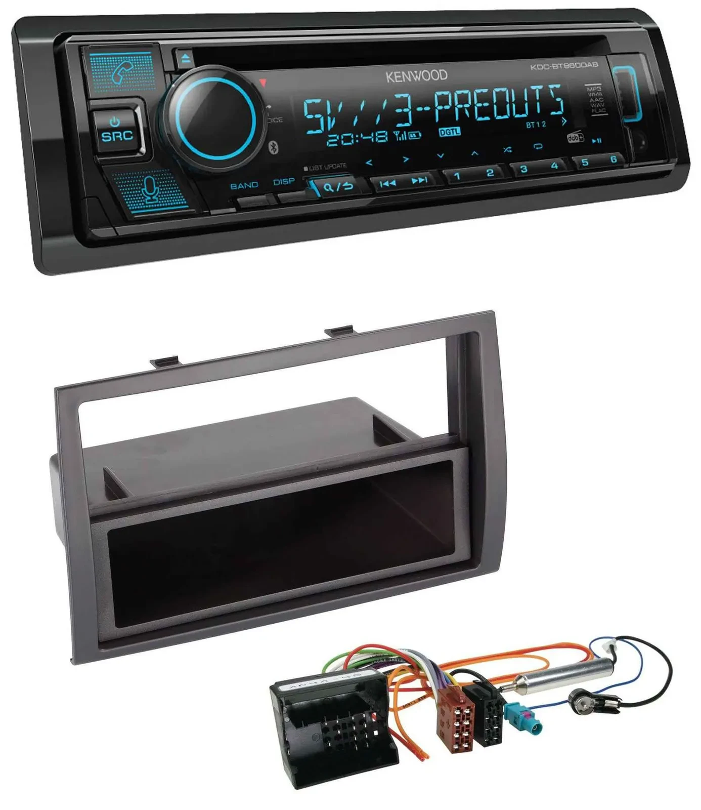 Автомагнитола Kenwood Bluetooth USB CD MP3 DAB для Citroen Jumper (2006–2011) Quadlock