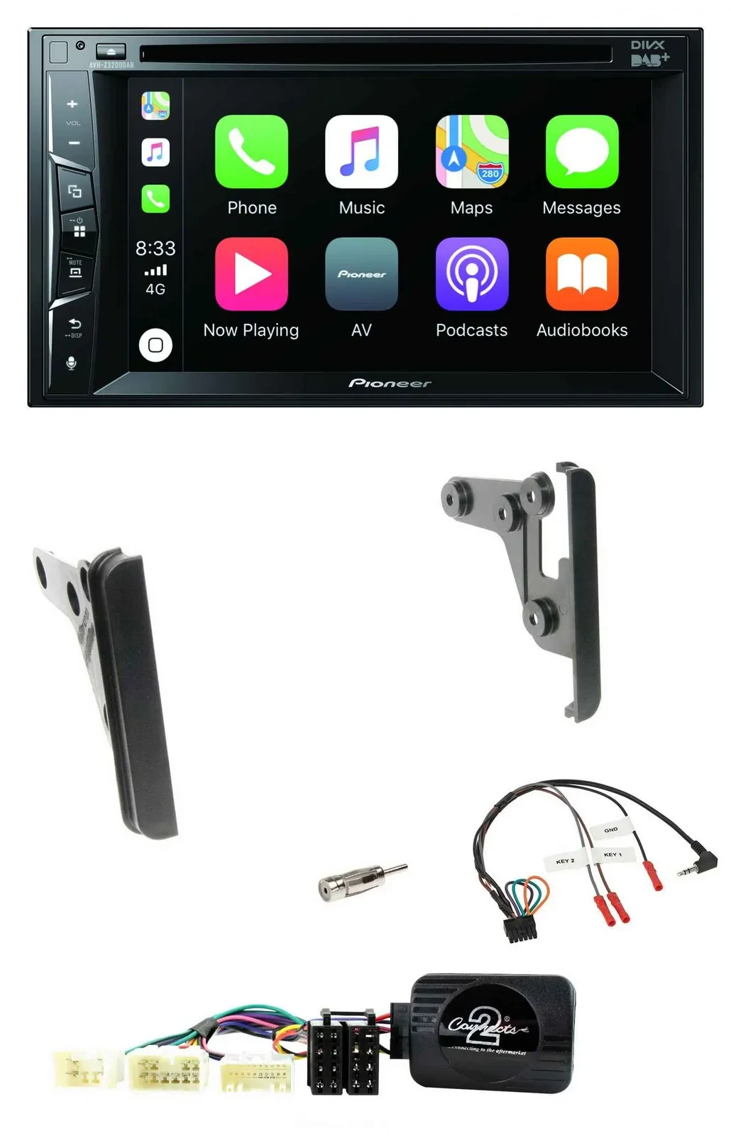 Pioneer Lenkrad USB DVD Bluetooth DAB 2DIN Autoradio für Toyota RAV 4 2001-2005