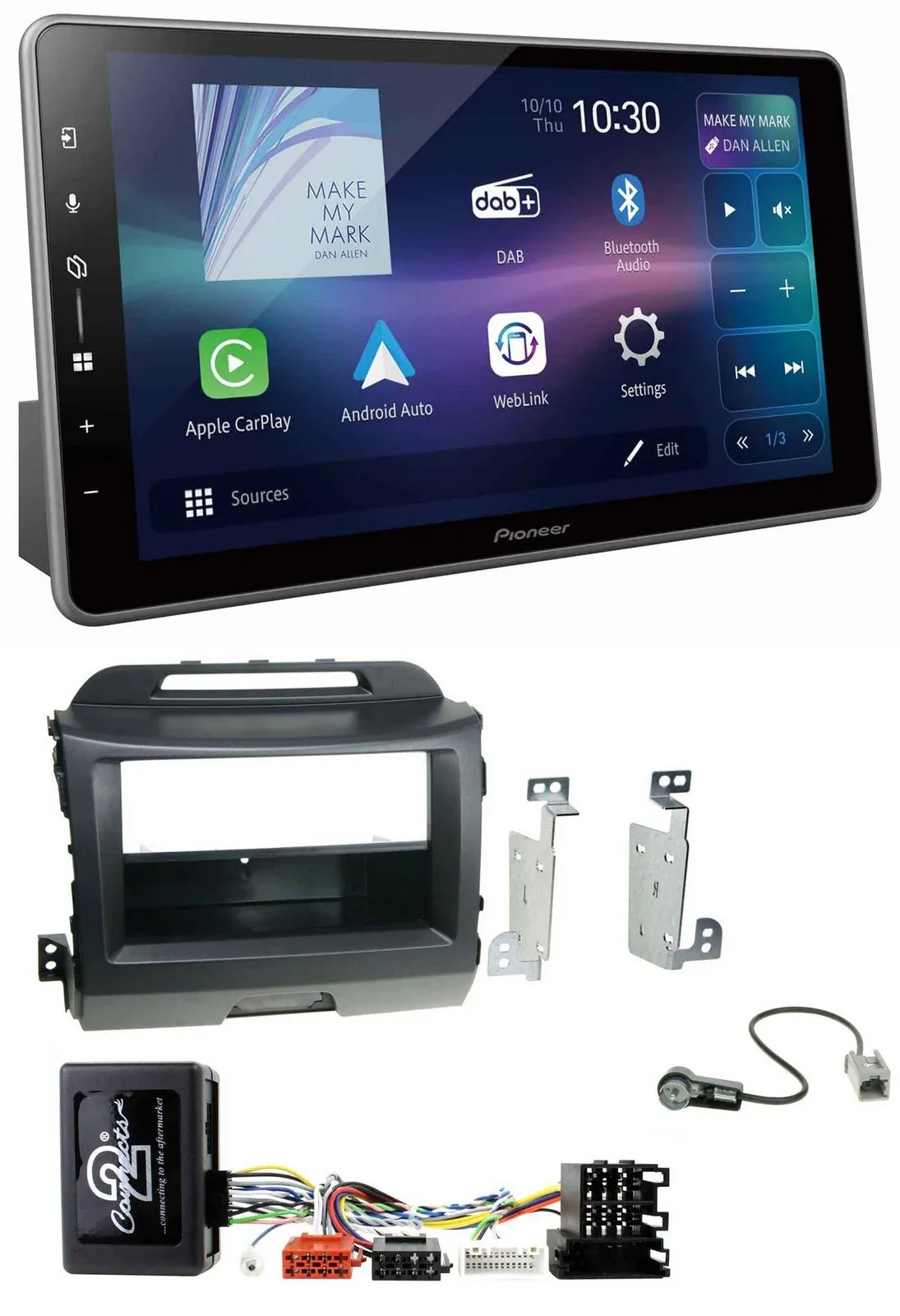 Pioneer Bluetooth USB DAB Lenkrad Autoradio für Kia Sportage 3 Navi 10-15 schwar