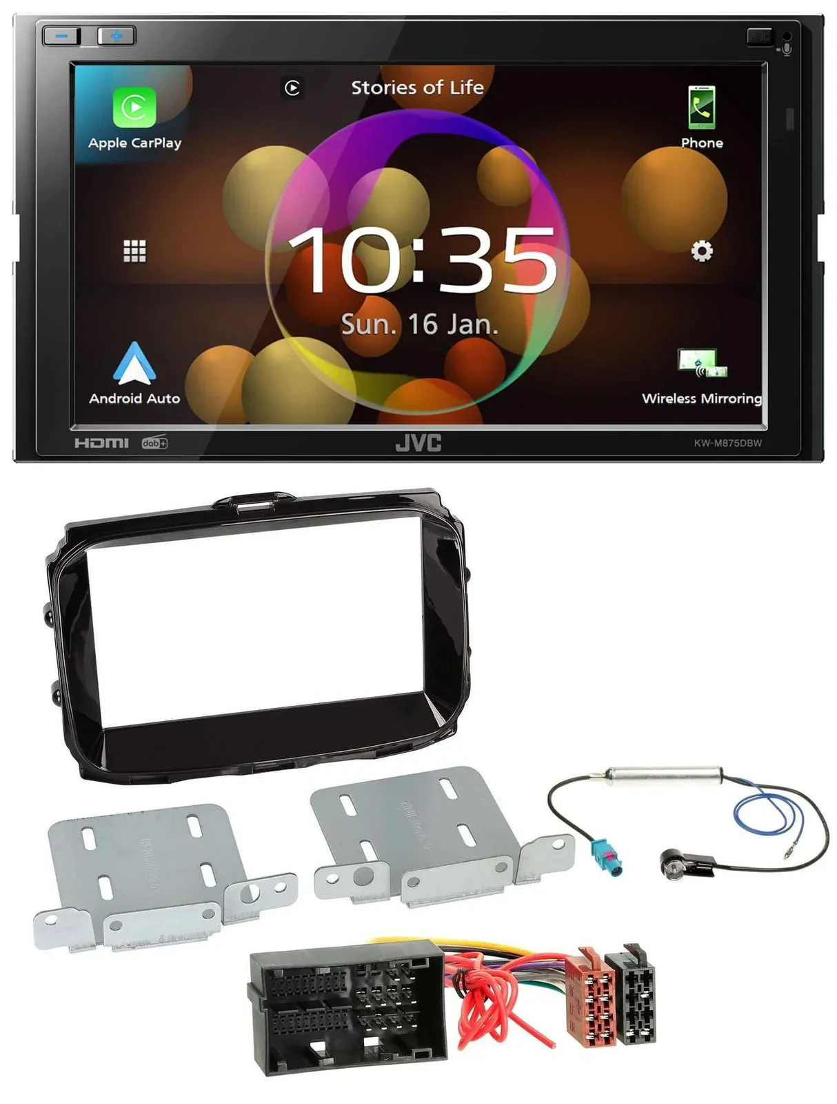 Автомагнитола для Alfa Giulietta JVC 2DIN, DAB, MP3, Bluetooth, USB