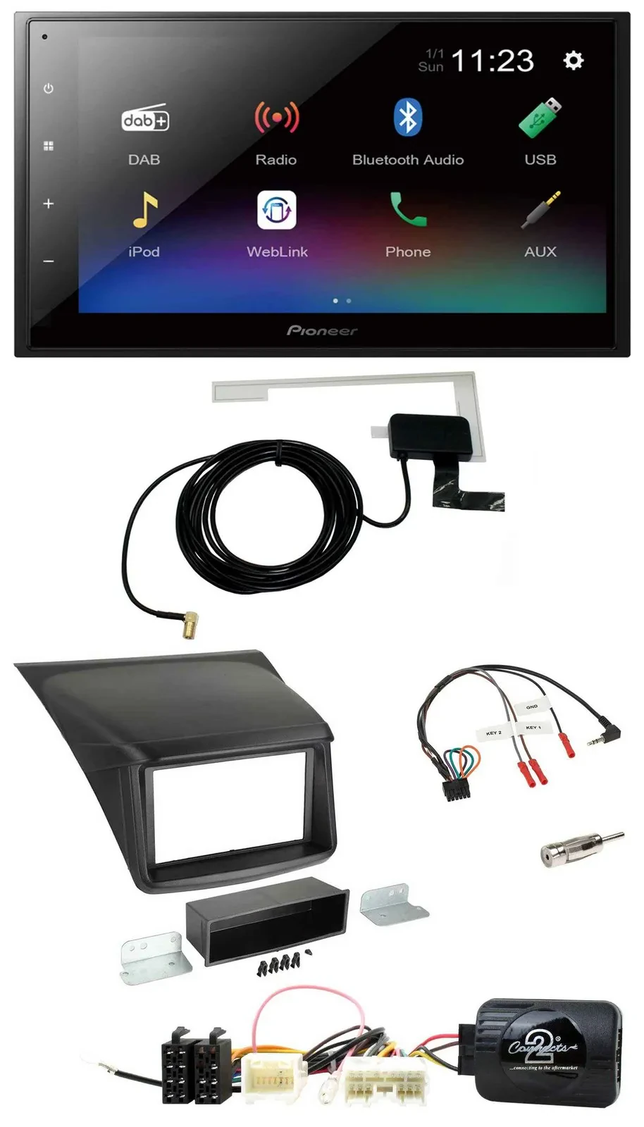 Pioneer DAB Lenkrad Bluetooth 2DIN USB Autoradio für Mitsubishi L200 2010-2015