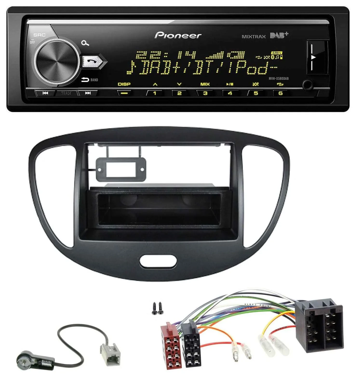 Pioneer Bluetooth USB DAB MP3 Autoradio für Hyundai i10 (2008-2013) schwarz