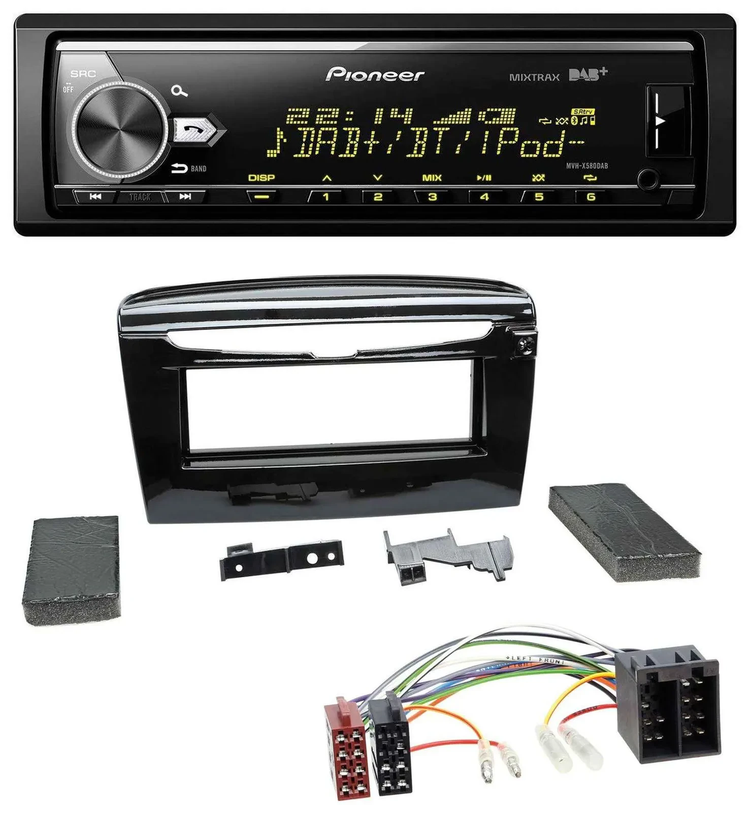 Автомагнитола для Lancia Y (с 2012) Pioneer Bluetooth USB DAB MP3, черный глянец