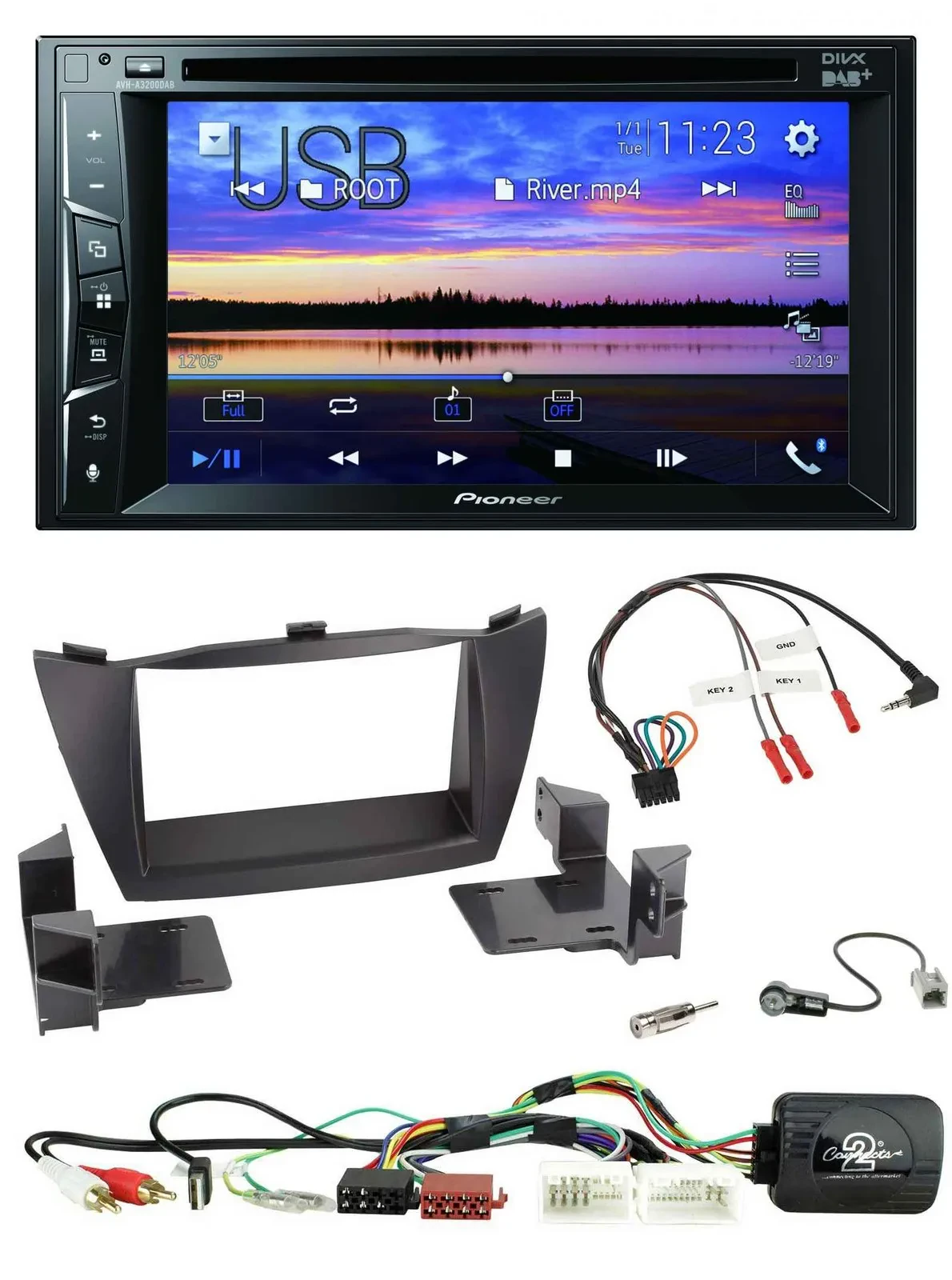 Pioneer Bluetooth 2DIN USB DVD DAB Lenkrad Autoradio für Hyundai Tucson 2010-201
