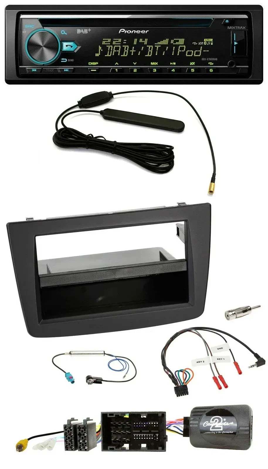 Автомагнитола Pioneer CD/MP3, DAB, USB для Alfa Romeo Mito 955 (2014–2018) чёрная