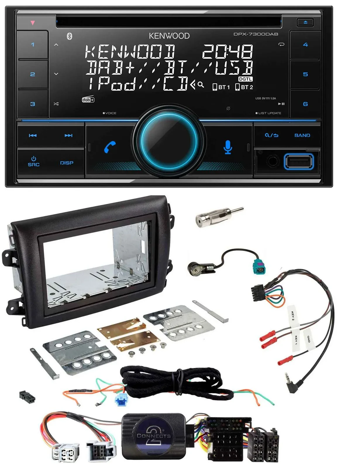 Kenwood CD 2DIN DAB USB Lenkrad Bluetooth Autoradio für Fiat Ducato Serie 8 ab 2