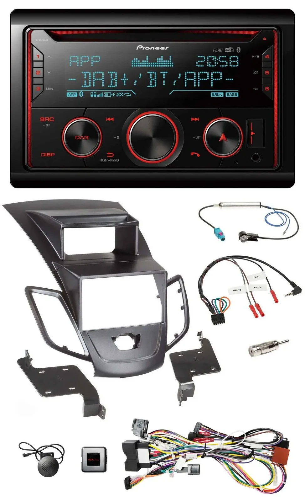 Автомагнитола Pioneer 2DIN, DAB, Bluetooth, USB, CD, для Ford Fiesta (2008)