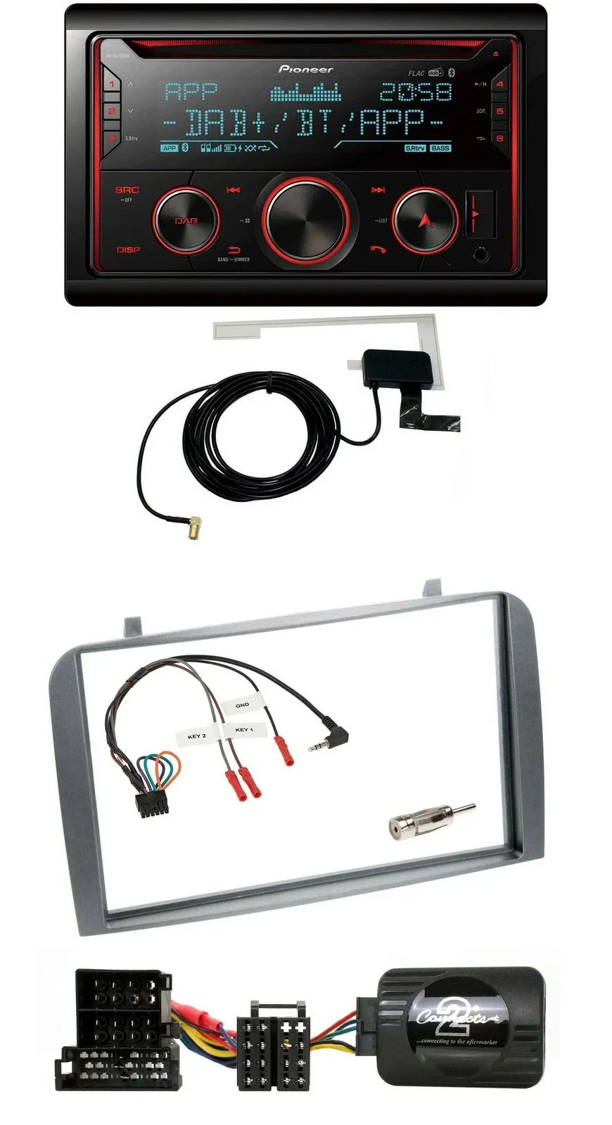 Автомагнитола для Alfa Romeo GT/147 Pioneer 2 DIN DAB USB CD Bluetooth, поддержка управления с руля