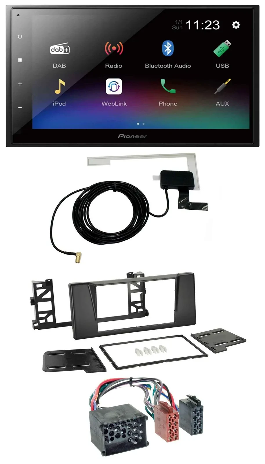 Pioneer DAB MP3 Bluetooth 2DIN USB Autoradio für BMW 5er (E39) X5 Rundpin