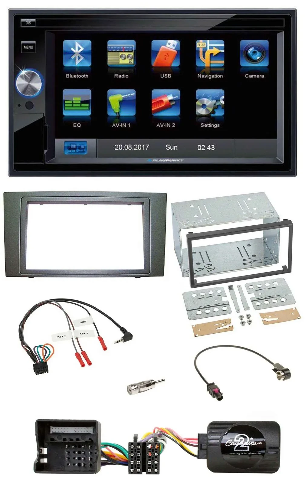 Blaupunkt 2DIN Bluetooth TMC USB Lenkrad SD Navigation für Ford Mondeo 2003-2007