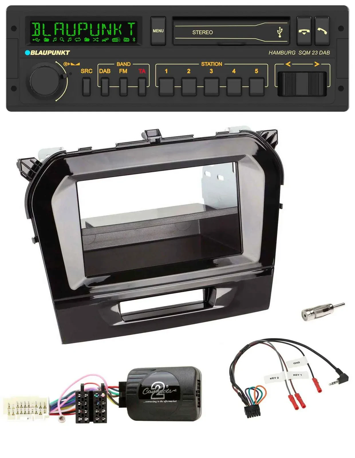 Blaupunkt USB DAB Bluetooth Lenkrad Autoradio für Suzuki Vitara ab 2015 piano sc