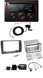 Pioneer 2DIN Lenkrad DAB USB CD Bluetooth Autoradio für Fiat Idea 2006-2012 grau
