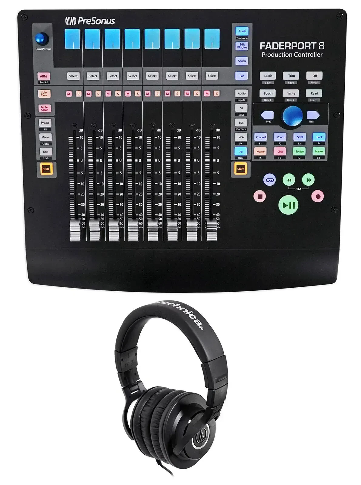 Программный контроллер PreSonus FaderPort 8 8-канальный USB (набор) с наушниками Audio-Technica ATH-M40x