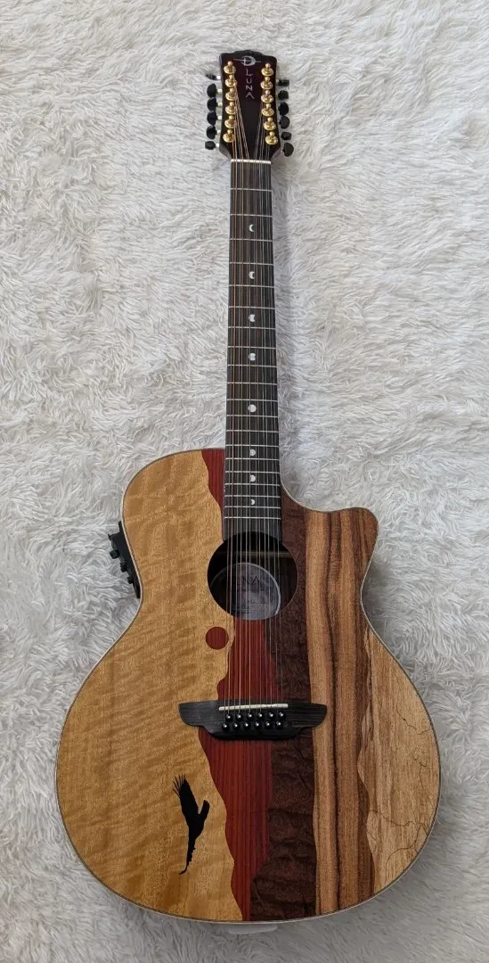 Luna Guitars Luna Vista Eagle 12 String  Tropical Wood Acoustic Electric Guitar w/Hard Case