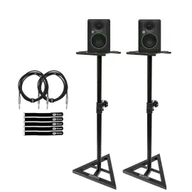 Mackie CR3.5 3.5" Powered Studio Monitor Speakers Pair w Stands Package