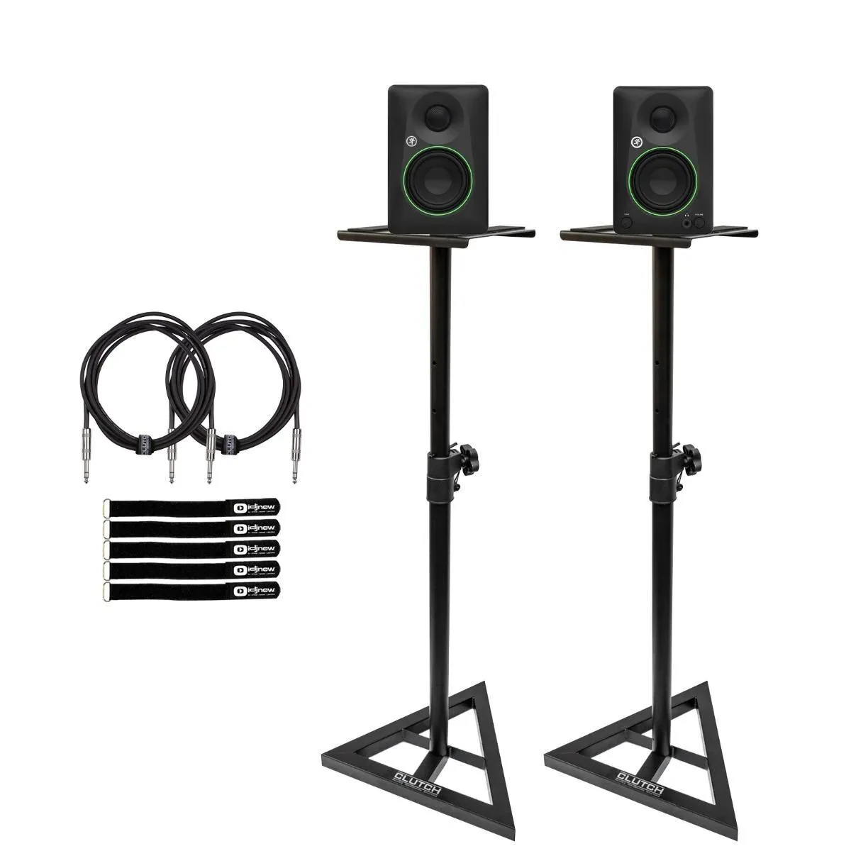 Mackie CR3.5 3.5" Powered Studio Monitor Speakers Pair w Stands Package